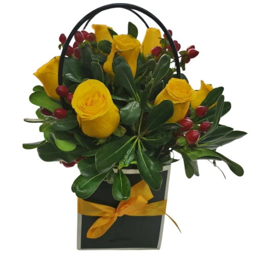 Caja con Rosas Amarillas