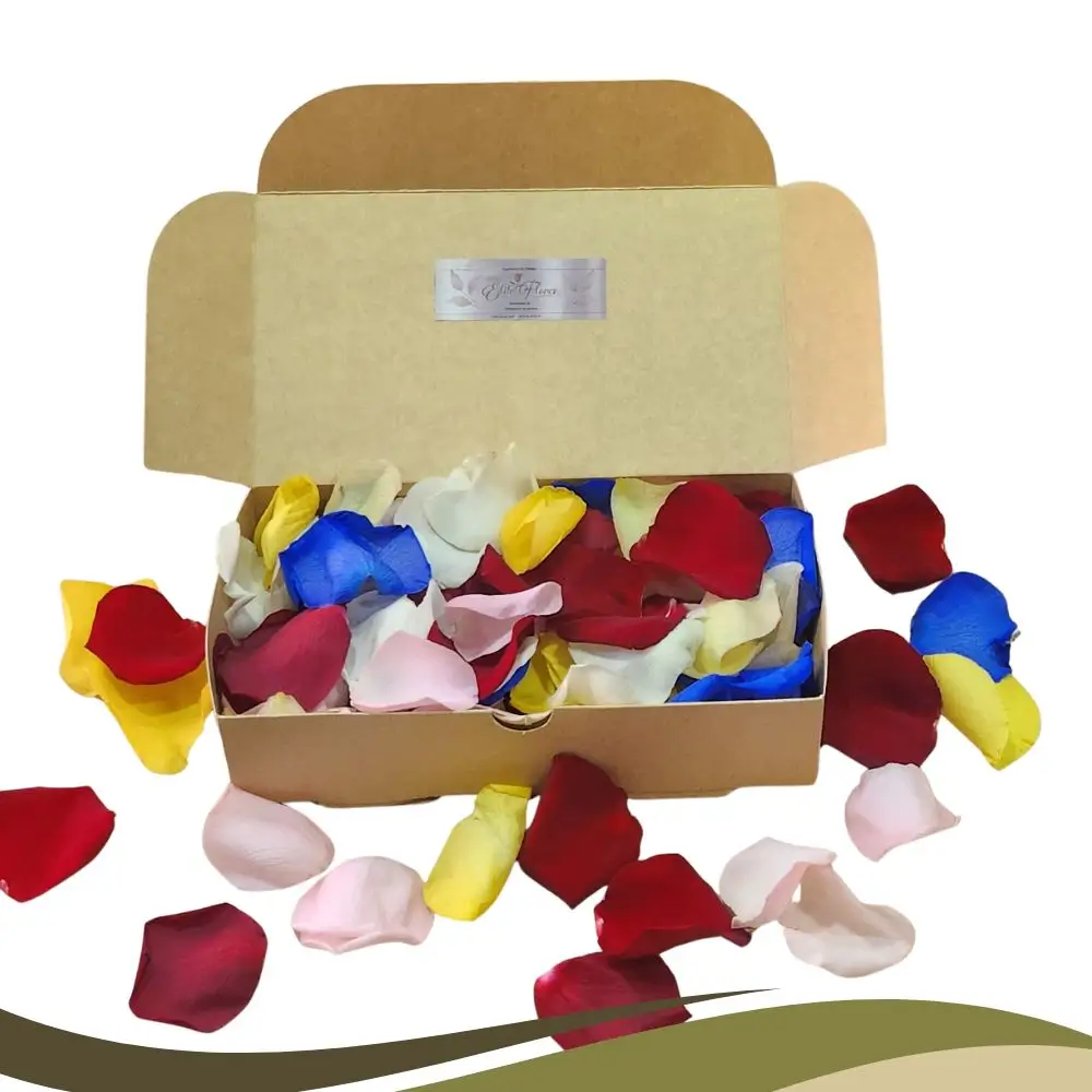 Caja de pétalos de rosas
