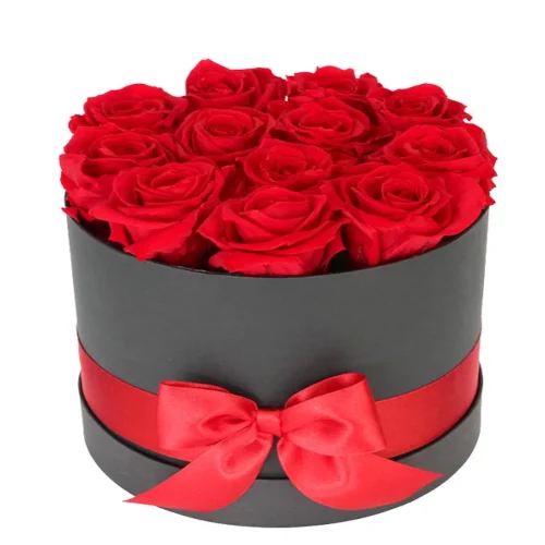 Caja con 12 rosas rojas
