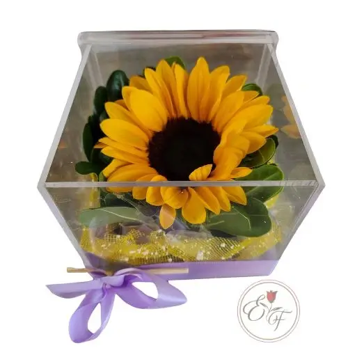 Caja Acrilica con Girasol