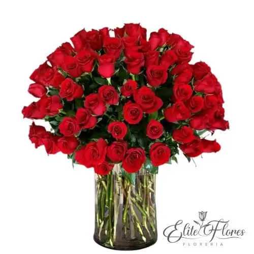 Florero Con 100 Rosas Rojas