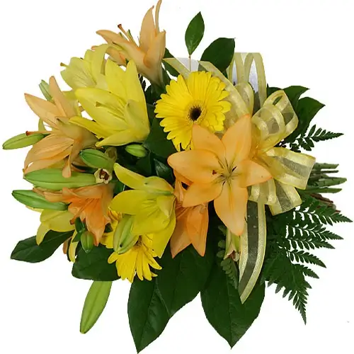 Ramo de lilium amarillos y damascos
