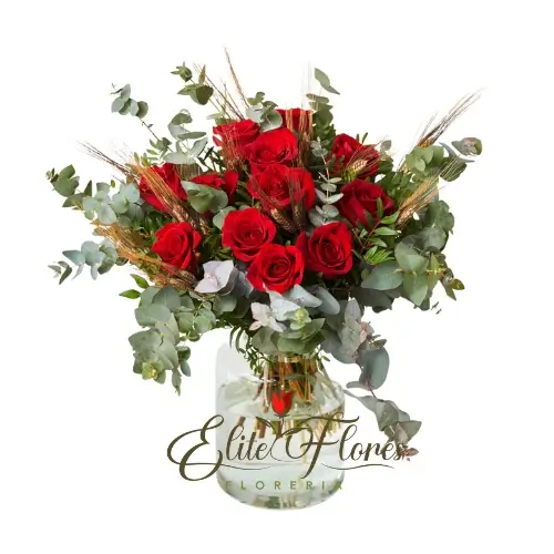 Florero Pequeño de rosas rojas