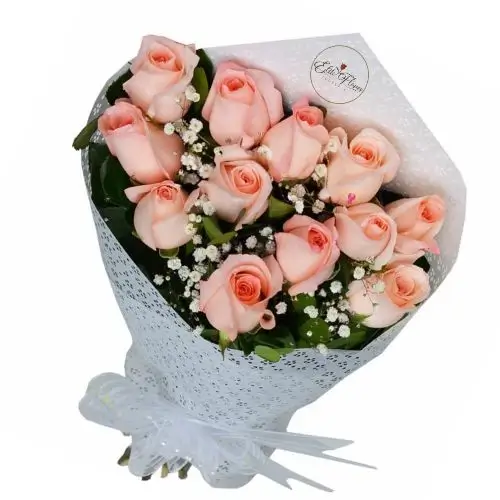 Ramo con 12 rosas rosadas