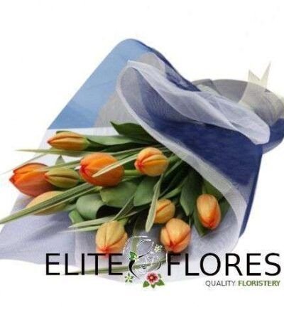 Ramo 10 tulipanes naranjos