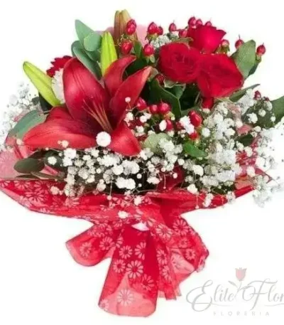 Ramo de lilium rojos y rosas