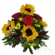 Girasol con rosas rojas