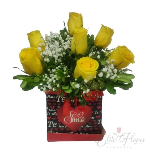 cajita rosas amariilas Cajita de rosas amariilas