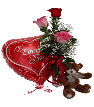 florero con 3 rosas