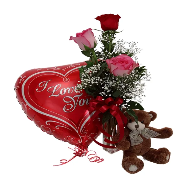 florero con 3 rosas