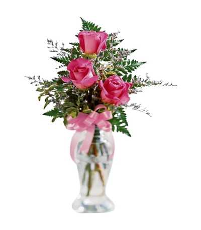 florero con 3 rosas