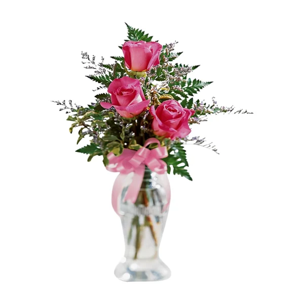 florero con 3 rosas