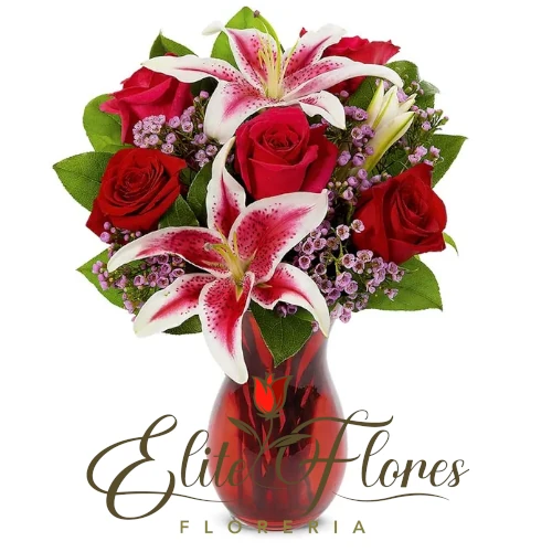 Arreglo Floral rosas y stargazer