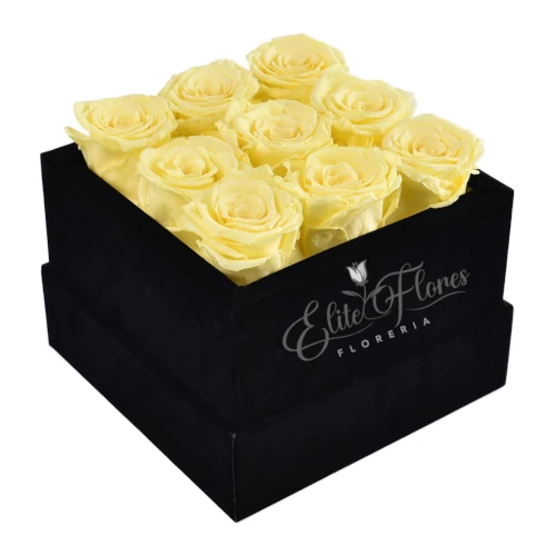 Caja con 9 rosas amarillas
