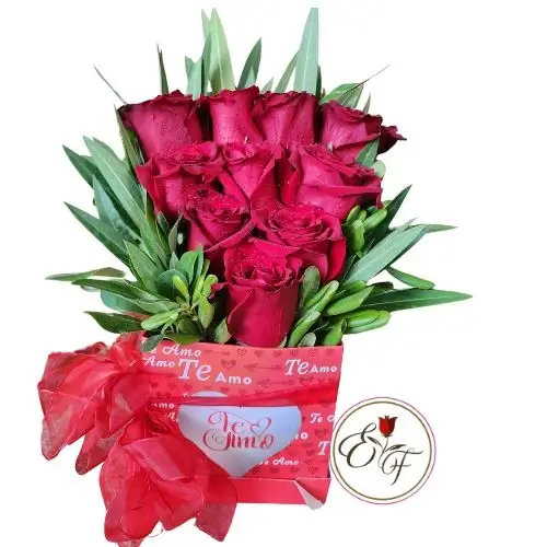 Caja de rosas en cascada