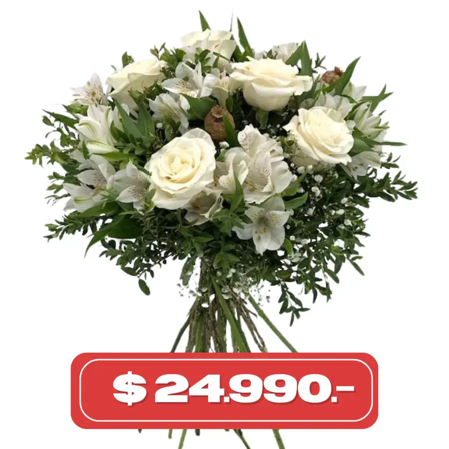Plan Semanal Ramo de 4 Rosas Blancas y alstromelias