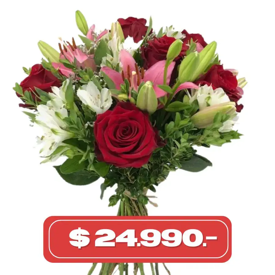 lilium rosados rosas y asltromelias Plan Semanal Rosas Lilium Rosados y Blancos - Imagen 1