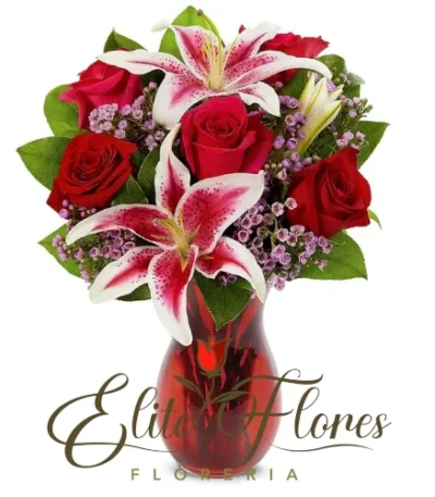 Arreglo Floral rosas y stargazer