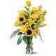 Florero con lilium rosas y girasoles