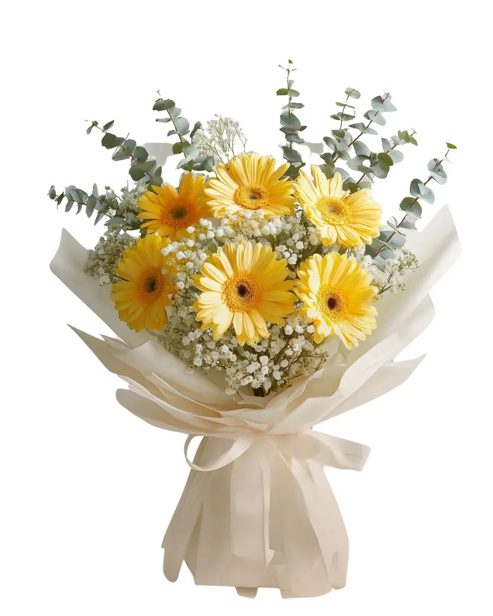 Ramo con 10 gerberas amarillas